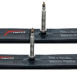 Fincci Pair 700 x 18c 23c 25c 60mm Presta Valve Inner Tubes for Cycle Race Road Touring Bicycle Bike (Pack of 2)