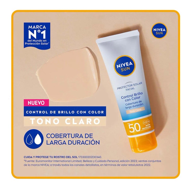 Protector Solar Facial Nivea Sun Control Brillo Tono Claro Cobertura