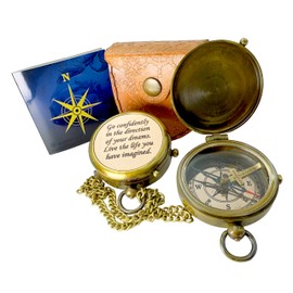 MAH Go Confidently Brass Compass Quote Engraved 2024 Sentimental Gift Back to School Unique Gift Husband Birthday Motivational Gift for Men Dad Inspirational Graduation Gift for Him or Her Son