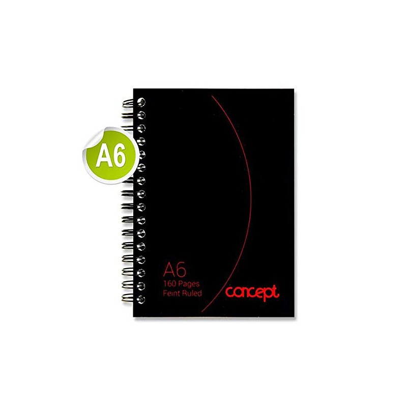 Premier Stationery Concept A6 160pg Wiro Notebook., Black, 24107
