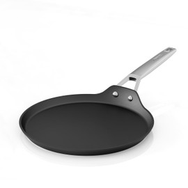 MsMk Crepe Pan with Spreader, 8 Inch Titanium and Ceramic Nonstick Flat Skillet Tortilla Egg Pan, Induction Compatible, PFOA Free, Oven Safe to 700°F