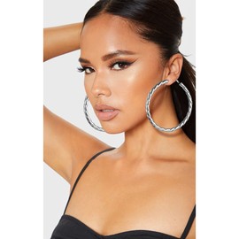 Bestyle Stainless Steel Twisted Hoop Earrings 6mm Hollow Tube Chucky Earrings - 60mm Diameter