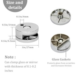 Mirror Glass Clips Mirror Wall Holder Clips Mirror Glass Hanging Bracket Glass Mounting Round Clips in Bathroom Mirror Fix Kit Set 8 Pcs
