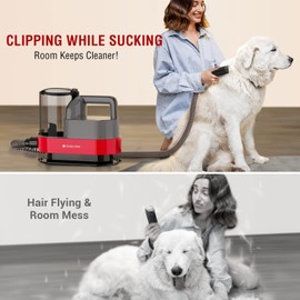 DOGCARE Pet Clipper Grooming Kit and Vacuum Suction 99% Pet Hair, Professional Grooming Clippers for Dog