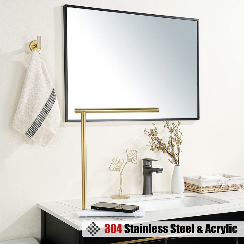 JQK Hand Towel Holder Stand Brushed Gold, Modern Tree Rack