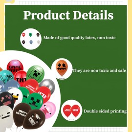 18Pcs P-ixel Balloons, Gam-ing Theme Party Supplies Pi-xel Birthday Decorations for Boys Girls Adults P-ixel Party Bag Fillers Room Deco