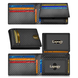 Lapogy Stocking Stuffers for Men Dad Wallet: Christmas Valentines Day Gifts for Him Husband Boyfriend Fathers Day Birthday Slim Leather 2 ID Window With Gift Box