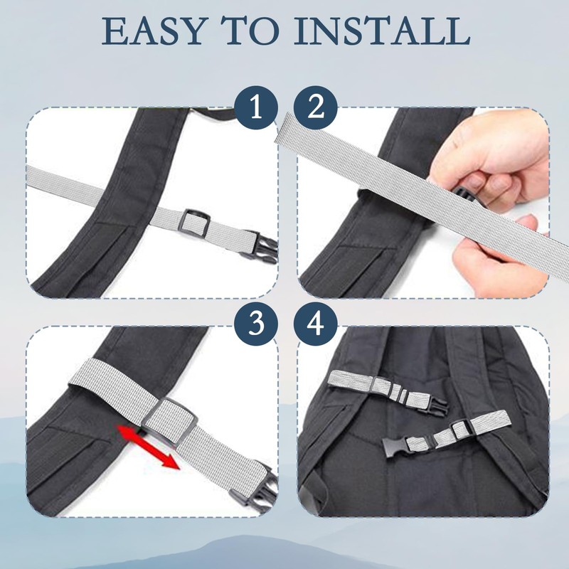 2Pair Backpack Straps, Adjustable Chest Strap for Backpack Heavy Duty