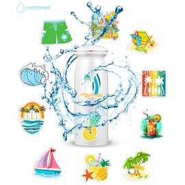 50pcs Summer Stickers for Water Bottle, Cute Hawaiian Vacation Waterproof Vinyl Decal for Kids Teen Adult Girl Student Laptop Phone Scrapbook Skateboard Luggage Notebook Guitar (Summer Beach)