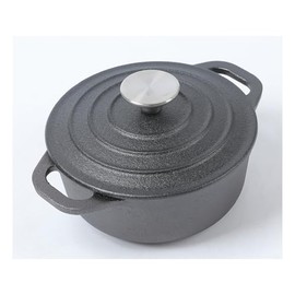 HAWOK Cast Iron Pre-seasoned Mini Dutch oven Dia. 18 cm/7 inch 1.5 Quart with Silicone Bread Sling Black