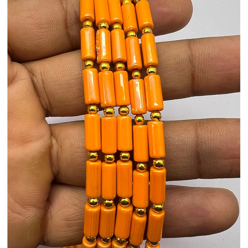 1 Strand Orange Italian Coral 18 Pieces Approx Beads Size