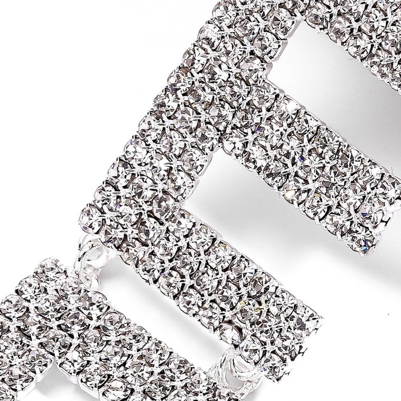 Luxurious Rhinestone QUEEN Dangle Earrings Bling Crystal Long Tassel Letters