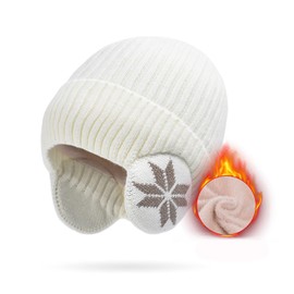 YAMEE Knitted hats for men with ear flaps, warm, elastic, beanie, men's plush, thickened, cold protection, winter hat, women's knitted hat, windproof, hat for men, women, outdoor, sports, running,