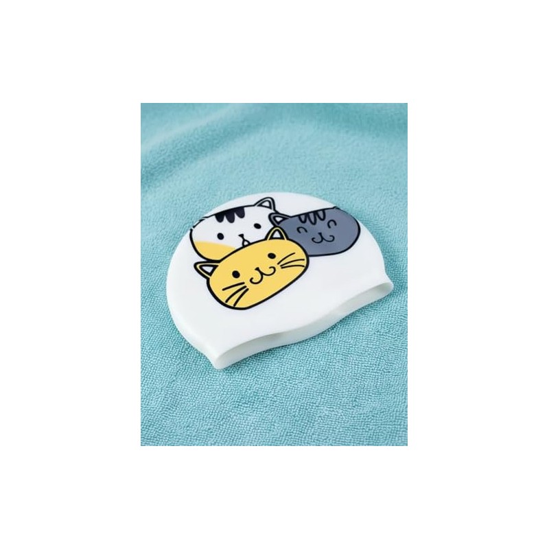 escualo Gorra Natacion Modelo Gatitos, blanco, adulto