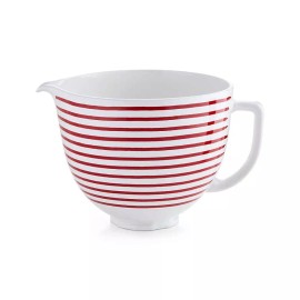 KitchenAid 5-Quart Ceramic Red White Bowl For 4.5 & 5-qt Tilt-Head Stand Mixe...