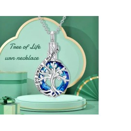 Fashion Jewelry TREE URN ASHES MEMORIAL CREMATION PET DOG CAT pendant 925 Plate Silver 22" Chain