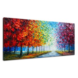 zoinart Colorful Oil Painting on Canvas, Abstract Landscape Wall Art, Texture Painting Wall Art, Modern Wall Painting for Living Room Deco