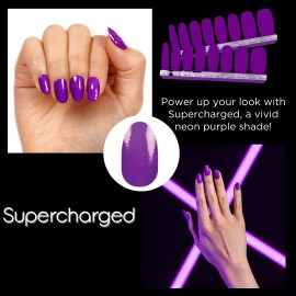 Color Street Supercharged Nail Polish Strips Set Solid Neon Purple NEW