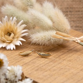 Carissima Gold Women's 9ct Yellow Gold Diamond Cut Leaf Stud Earrings