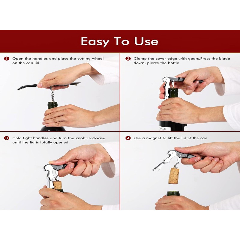 Kit-Home Professional Waiter Corkscrew Wine Openers Set (4 PCS),Upgraded with