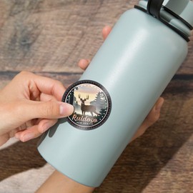 Die Cut Sticker Ruidoso, New Mexico, Deer and Sunrise, Contour Vinyl Sticker 1 to 3 inches (Waterproof Decal for Cars, Water Bottles, Laptops, Coolers), Small