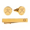 Engraved Gold Baseball Cufflinks & Tie Clip Set - Ships