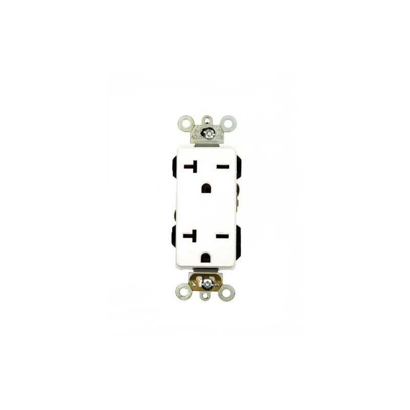 Leviton 20 Amp, 250 Volt, Decora Plus Duplex Receptacle, Straight