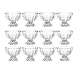 DNIENKGE Iced Cream Dessert Bowl，Set of 12，6oz Vintage Glass ware with Heavy Base, Drinking Cup for Sundae, Fruit, Ice Cream, Snack, Condiment (12)