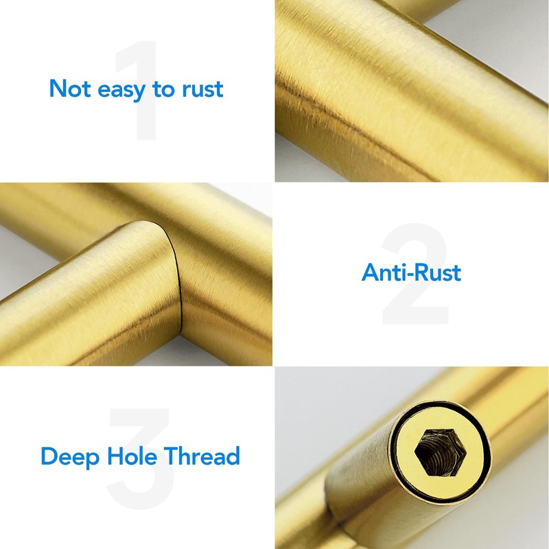HOME EDIT Brushed Brass Cabinet Handles 3 Inch Hole Spacing,
