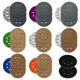 34 PCS 5 Inch Wet Dry Sanding discs, WEWINK PLUS 8 Hole Hook and Loop Sandpaper 1200 2000 2500 3000 4000 5000 7000 10000 Grit with Interface Pads for Random Orbital Sander, Polishing, Wood