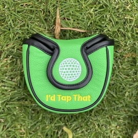 Giggle Golf Mallet Putter Cover, PU Leather with Embroidered & Printed Designs with Magnetic Closure (I'd Tap That)