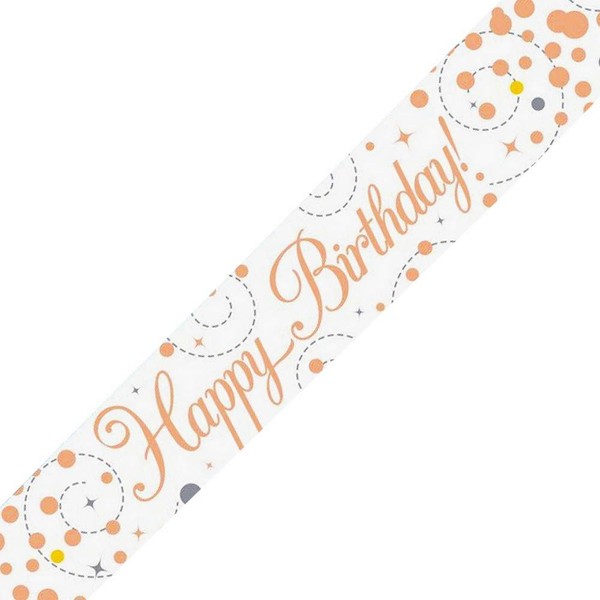 OakTree 9ft Banner Sparkling Fizz Birthday White & Rose Gold