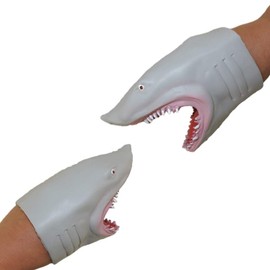 NOVELTY GIANT WWW.NOVELTYGIANT.COM Set Of 2 Silicone Great White Megalodon Shark Hand Puppet