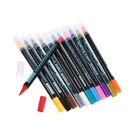 VILLFUL 12pcs Dual Tip Acrylic Paint Markers Versatile Paint Pens for Scrapbooking Art Projects and Crafts Stone Glass Wood and Canvas Water Based Markers