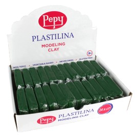 Pepy Plastilina Reusable and Non-Drying Modeling Clay; Set of 24 Bars, 1.4 Ounce Each, Perfect for Arts and Crafts Projects, Dark Green