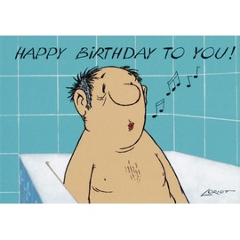 Inkognito Postcards | Occasion: "Bathtub", Motif: "Happy Birthday to You", Artist: Loriot (Vicco von Bülow), Item No.: 15124, by Berliner Verlag