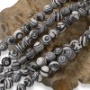 Black & White Striped Malachite Beads - 8mm Round Composite
