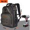 WELKINLAND 36-Pockets Electrician Backpack, Hard-Based HVAC Backpacks, Waxed-Canvas Technician Backpack,