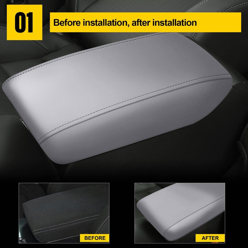 AOMSAZTO Grey Armrest Console Cover for Civic 2012-2015 Honda Middle