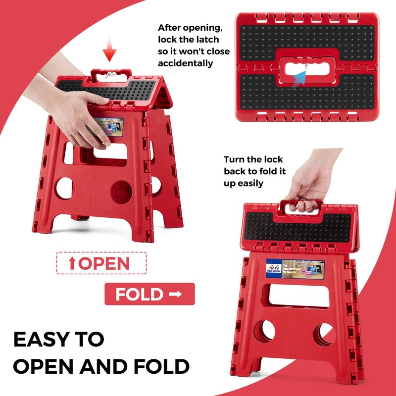 ACKO Folding Step Stool - 13" Height Premium Heavy Duty