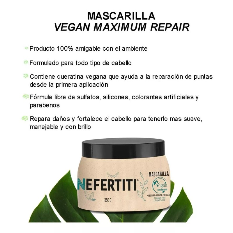 Nefertiti Mascarilla Vegan Sin Sulfatos Sin Parabenos Para Cabello
