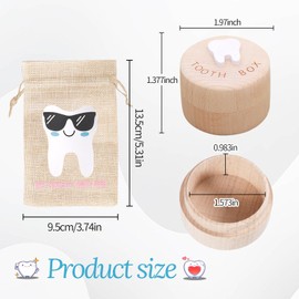 SIWOKJJO Tooth Fairy Box, Tooth Fairy Bag for Boys, Boy Keepsake Organizer, Lost Teeth Holder Box, Tooth Storage Box, Cute Wooden Tooth Fairy Keepsake