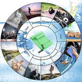 Microfibre Towel, TOPIND Quick Dry Sports Towel Fabric Ultra Absorbent Lightweight Antibacterial Sports Towel for Beach,Travel,Camping,Yogo,Swim,Hair,Pets,Car,Pilates,Men and Women, 60x120cm, Green