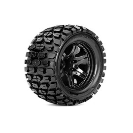 ROP ROPR3002-B0 Tracker 1/10 Monster Truck Tire Black Wheel 0 Offset 12mm Hex