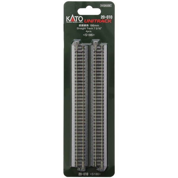 Kato N Scale Unitrack 7 5/16" 186mm Straight Track - 4 per package