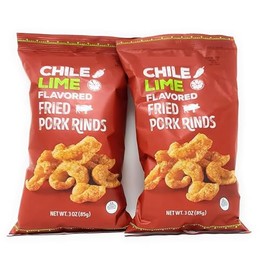 T'J's Chile Lime Flavored Fried Pork Rinds 3oz bag (Pack of 2)