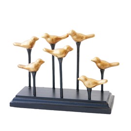 Wooden Base Golden Birds on Branch Vertical Decorative Napkin Holder