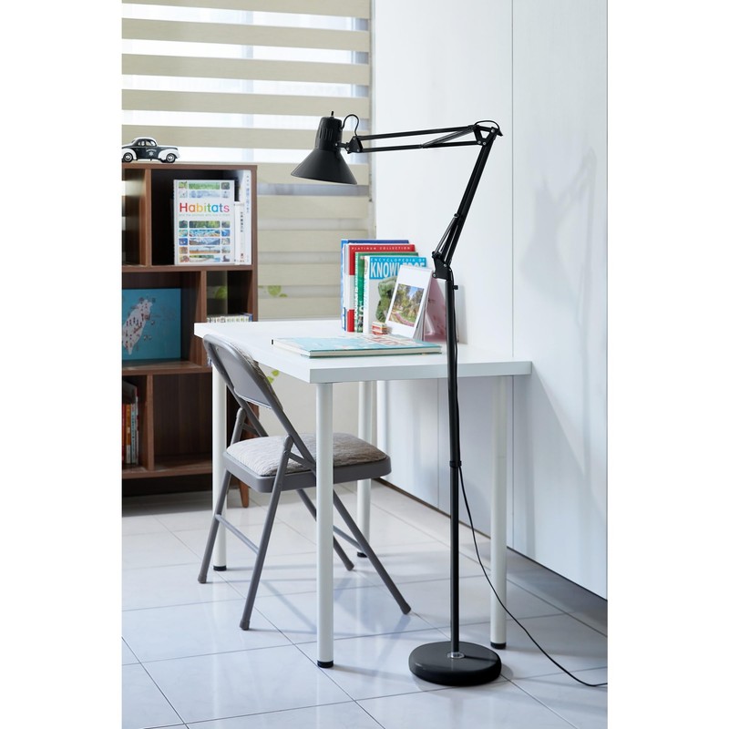 Bostitch Office VLF100F Swing Arm Metal Floor Lamp, 72" Tall