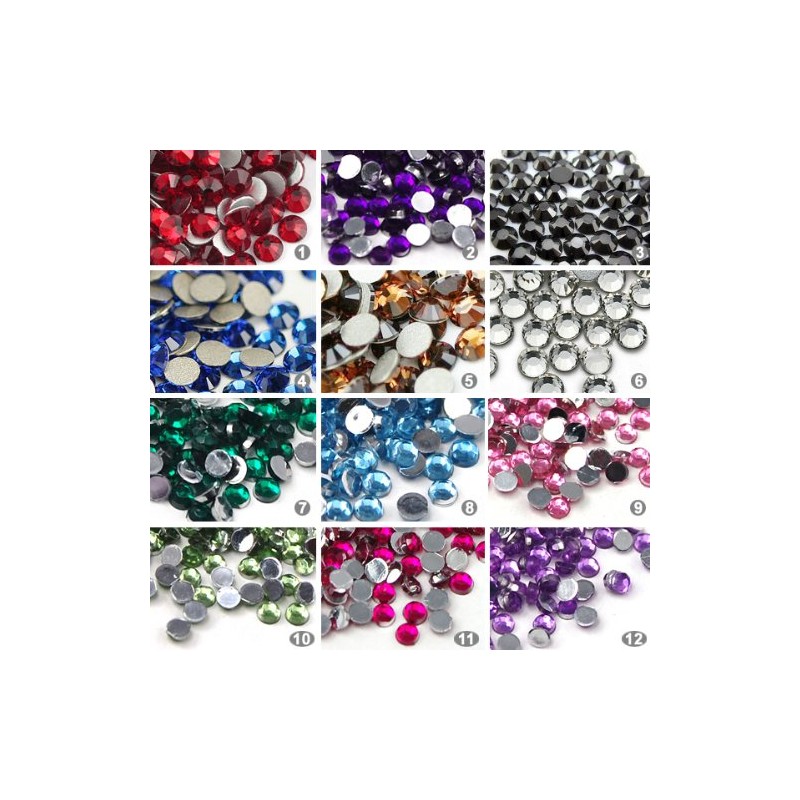 Accessotech 3000 Mix Colour Nail Art Glitter Gems Rhinestones Round