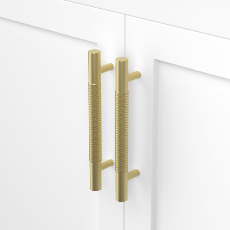 LONTAN 10 Pack Gold Kitchen Cupboard Handles 128mm Hole Centers